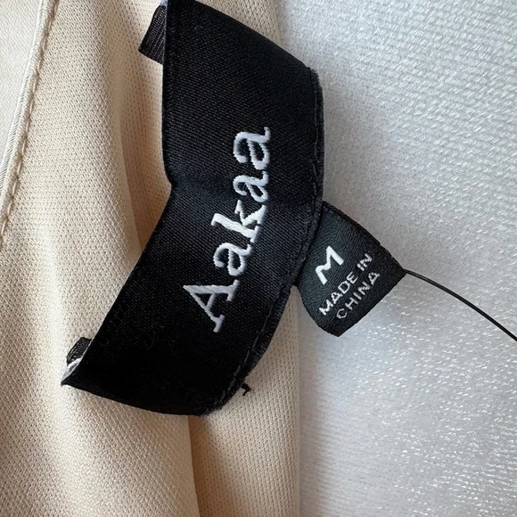 NWT Aakaa Champagne One Shoulder Lined Mini Dress w/ Ruffle Accent and Tie Belt - Picture 15 of 16